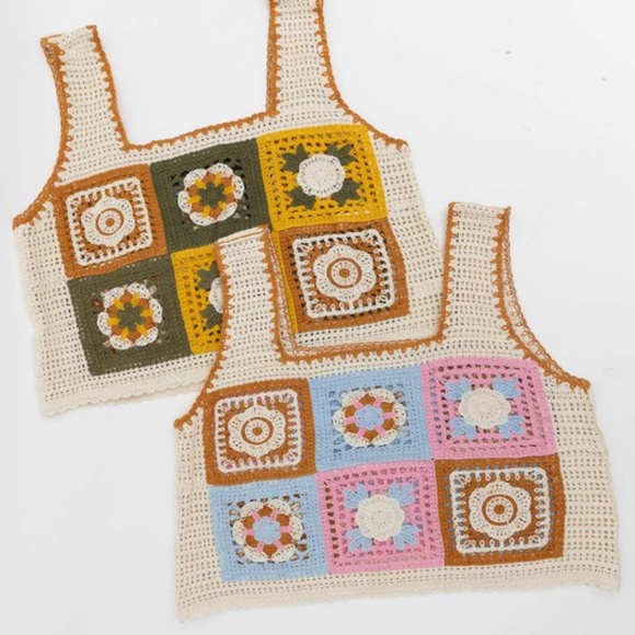 Boho Granny Square Crochet Floral Crop Top - Picture 7 of 7